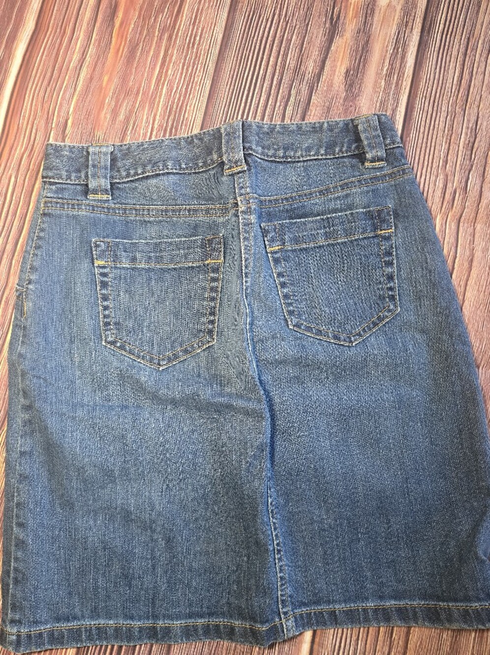 Ann Taylor Denim Mini Skirt with Bike Stitching. 0P - Picture 5 of 5